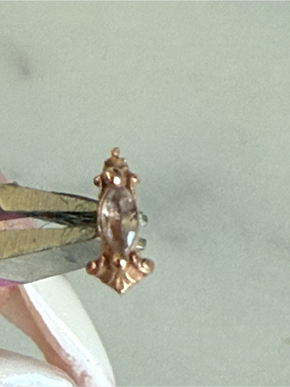 Delicate 14k Rose Gold Alezandrite Marquise  Thread-less Stud Earring